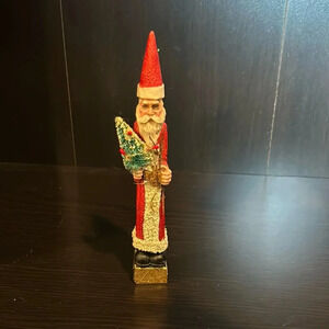 Vintage Skinny Pencil Santa Figurine Resin Woodland Christmas Tree Sticks